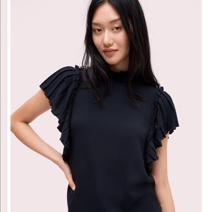 Kate Spade ♠️ Black Pleated Sleeve Blouse